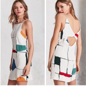 UO Silence + Noise / Ella mini shift abstract print dress